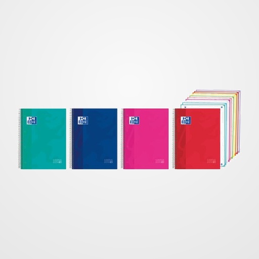 BLOC OXFORD SCHOOL EU.BOOK 10 CLASSIC micro.tapa EXTRA A4+ 200h CUADRIC.5x5 90g SURTIDO (4 col. vivos)
