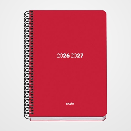 AGENDA ESCOLAR (2026-27) DOHE BASIC ELEMENT ESPIRAL tapa PP A5 S/V ROJO