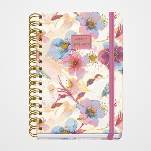 AGENDA ESCOLAR (2026-27) DOHE PREMIUM WIRE-O tapa EXTRA A5 S/V con GOMA MAGNOLIA