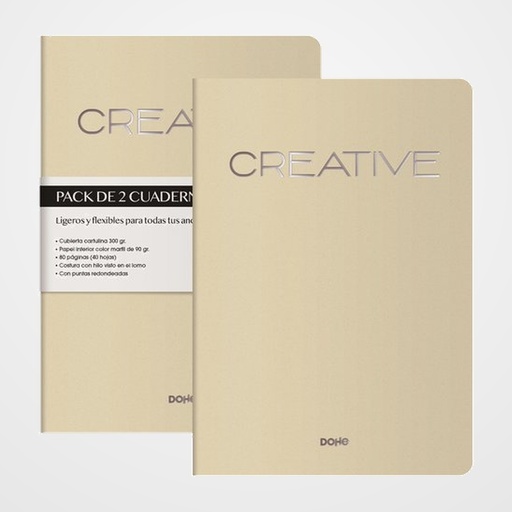 CUADERNO DOHE CREATIVE A4 40h 90gr. LISO BEIGE PACK de 2