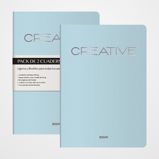 CUADERNO DOHE CREATIVE A4 40h 90gr. LISO TURQUESA PACK de 2