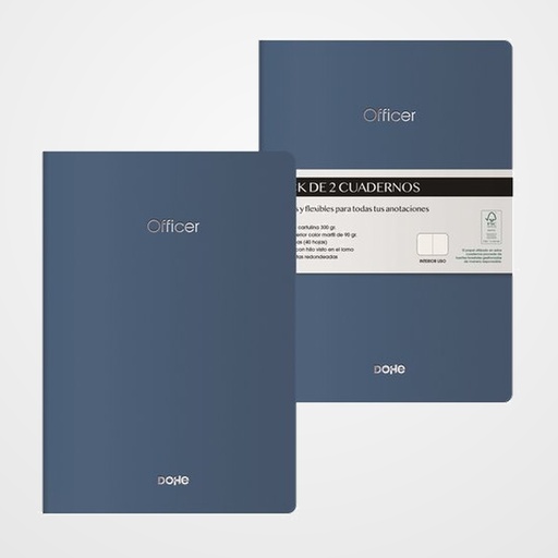 CUADERNO DOHE OFFICER A5 40h 90gr. LISO AZUL NOCHE PACK de 2