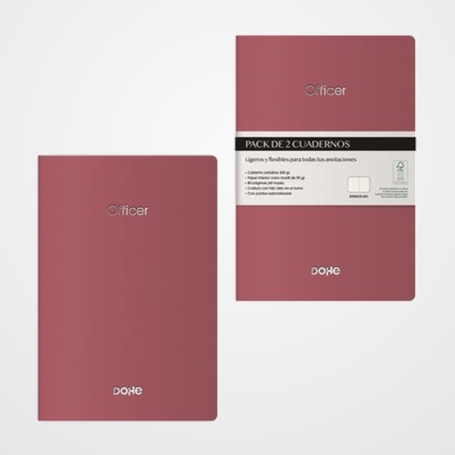 CUADERNO DOHE OFFICER A6 40h 90gr. LISO BURDEOS PACK de 2
