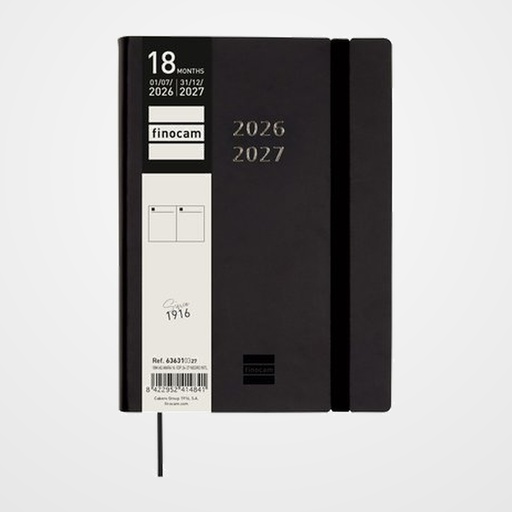 AGENDA ANUAL (2026-27) FINOCAM 18 MESES INTERNACIONAL MARA COSIDA tapa EXTRADURA D/P Y4 120x170 con GOMA NEGRO