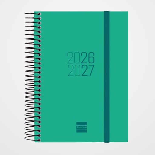AGENDA ESCOLAR (2026-27) FINOCAM CATALAN ESPIR ESPIRAL tapa PP D/P E8 120x171 con GOMA VERDE