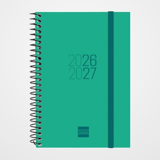 AGENDA ESCOLAR (2026-27) FINOCAM CATALAN ESPIR ESPIRAL tapa PP S/V APAIS. E8 120x171 con GOMA VERDE