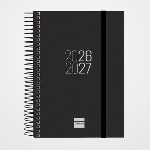 AGENDA ESCOLAR (2026-27) FINOCAM ESPIR ESPIRAL tapa PP D/P E8 120x171 con GOMA NEGRO