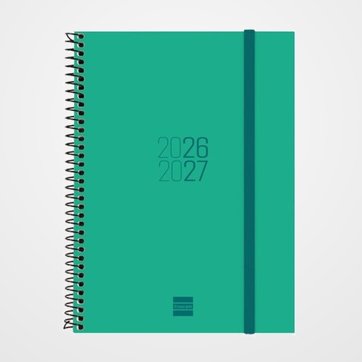 AGENDA ESCOLAR (2026-27) FINOCAM ESPIR ESPIRAL tapa PP S/V APAIS. E10 155x212 con GOMA VERDE