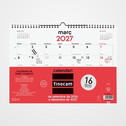 CALENDARI (2026-27) FINOCAM CATALAN 16 MESES NEUTRO PARET M/V L 340x240