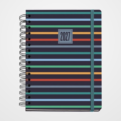 AGENDA ANUAL (2026-27) MIQUELRIUS 18 MESES WIRE-O tapa EXTRA PLUS 4º 156x213 S/V APAIS. STRIPES