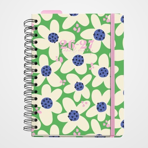 AGENDA ESCOLAR (2026-27) MIQUELRIUS ANNE LEHMAN WIRE-O tapa EXTRA con GOMA PLUS 4º 170x218 S/V APAIS. GREEN BLOOM GARDEN