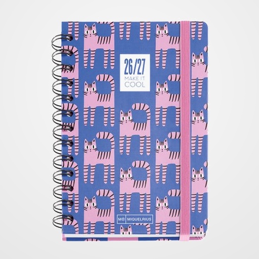 AGENDA ESCOLAR (2026-27) MIQUELRIUS CATALAN ACADEMY WIRE-O tapa EXTRA con GOMA ACTIVA 123x178 S/V APAIS. GATUNA