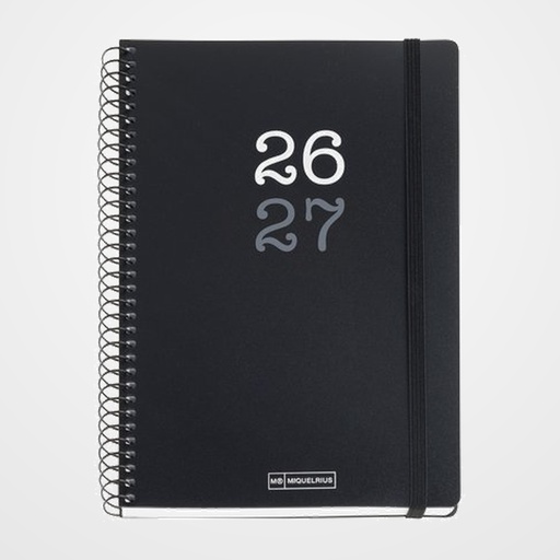 AGENDA ESCOLAR (2026-27) MIQUELRIUS CATALAN COLLEGE ESPIRAL tapa PP con GOMA PLUS 4º 150x213 S/V APAIS. NEGRE