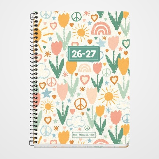 AGENDA ESCOLAR (2026-27) MIQUELRIUS CATALAN RECYCLED ESPIRAL tapa EXTRA ACTIVA 8º 117x174 S/V APAIS. ECO PEACE