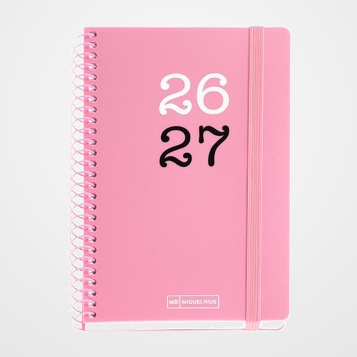 AGENDA ESCOLAR (2026-27) MIQUELRIUS COLLEGE ESPIRAL tapa PP con GOMA ACTIVA 8º 117x174 S/V APAIS. ROSA