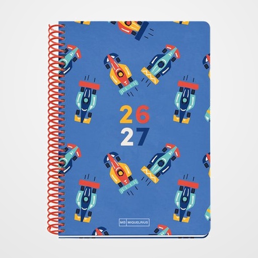 AGENDA ESCOLAR (2026-27) MIQUELRIUS JUNIOR ESPIRAL tapa EXTRA PLUS 4º 150x213 S/V APAIS. CARS