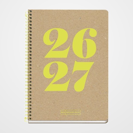 AGENDA ESCOLAR (2026-27) MIQUELRIUS RECYCLED ESPIRAL tapa EXTRA ACTIVA 8º 117x174 S/V APAIS. ECO YEAR