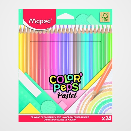 LAPICES de COLORES MAPED COLORPEPS PASTEL estuche de 24