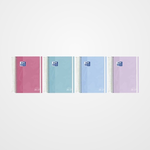 AGENDA ESCOLAR (2026-27) OXFORD TOUCH PASTEL ESPIRAL tapa EXTRADURA con GOMA 4º D/P SURTIDO (4 col.)