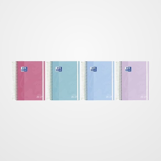 AGENDA ESCOLAR (2026-27) OXFORD TOUCH PASTEL ESPIRAL tapa EXTRADURA con GOMA 8º D/P SURTIDO (4 col.)