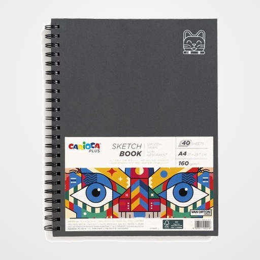 BLOC DE DIBUJO CARIOCA PLUS TAPA DURA LISO GRANO FINO A4 160g 40h