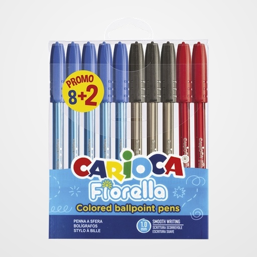 BOLIGRAFO CARIOCA FIORELLA SURTIDO BLISTER de 8+2