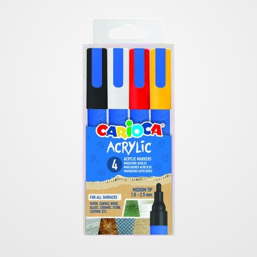 ROTULADOR ACRILICO CARIOCA PAINT MARKER PUNTA MEDIA CAJA de 4