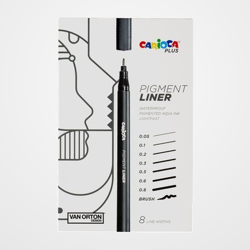 ROTULADOR FIBRA CARIOCA PLUS PIGMENT LINER TRAZOS SURTIDOS CAJA de 8