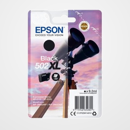 CARTUCHO INKJET EPSON T02W140 Nº502XL EXPRESSION HOME XP-5100/5105 WF-2560DWF/2865DWF NEGRO 550 PÁG.