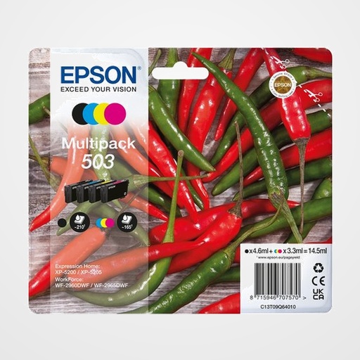 CARTUCHO INKJET EPSON T09Q640 Nº503 WORKFORCE WF-2960dwf/WF-2965dwf/XP-5205 Pimiento MULTIPACK 4 COLORES