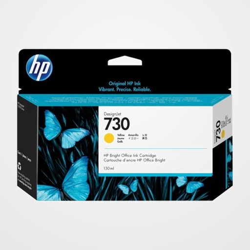 CARTUCHO INKJET HP P2V64A Nº730 DESIGNJET T1600/T1700/T2600 AMARILLO 130ML