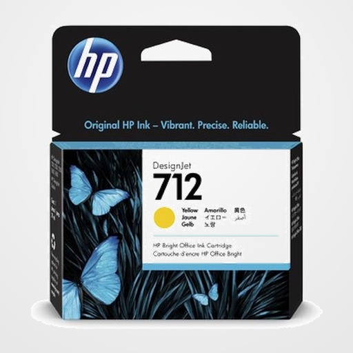 CARTUCHO INKJET HP 3ED69A Nº712 DESINGNJET T200/T600 AMARILLO 29 ML.
