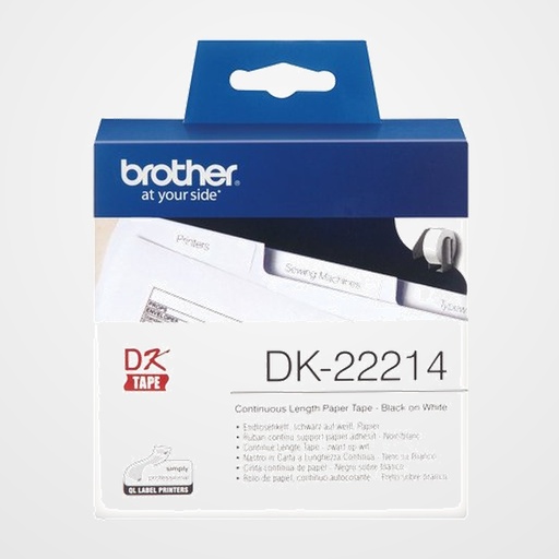 ETIQUETAS BROTHER CONTINUA PAPEL BLANCO  12 mm ROLLO 30,48 m (DK22214)