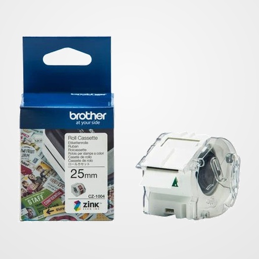 ETIQUETAS BROTHER CONTINUA ZERO INK  25 mm ROLLO 5 m para VC-500W (CZ1004)