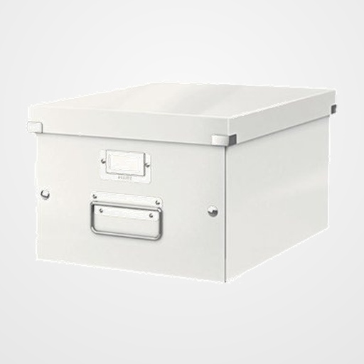 CAJA PARA ALMACENAMIENTO LEITZ CLICK&STORE 85% CARTON RECICLADO 16 LITROS MEDIANA 281x200x369 mm BLANCO