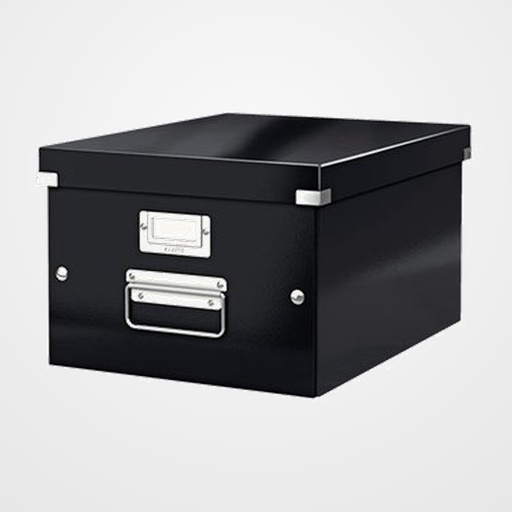 CAJA PARA ALMACENAMIENTO LEITZ CLICK&STORE 85% CARTON RECICLADO 16 LITROS MEDIANA 281x200x369 mm NEGRO