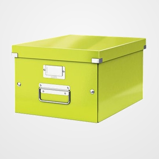 CAJA PARA ALMACENAMIENTO LEITZ CLICK&STORE 85% CARTON RECICLADO 16 LITROS MEDIANA 281x200x369 mm VERDE