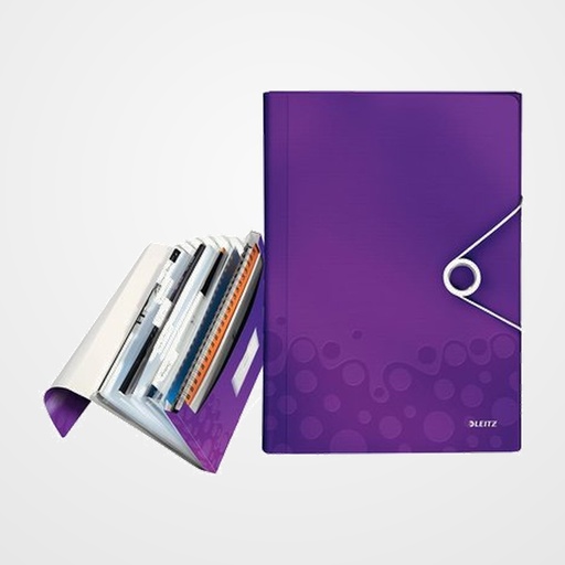 CLASIFICADOR ACORDEON LEITZ WOW PP A4 6 SEPARAD. VIOLETA METALIZADO