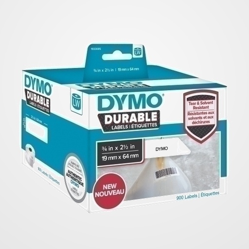ETIQUETAS DYMO LABEL WRITER INDUSTRIAL  19x64 mm ROLLO 900 uds. BLANCAS