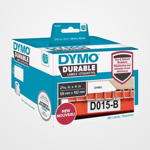 ETIQUETAS DYMO LABEL WRITER INDUSTRIAL  59x102 mm ROLLO 300 uds. BLANCAS