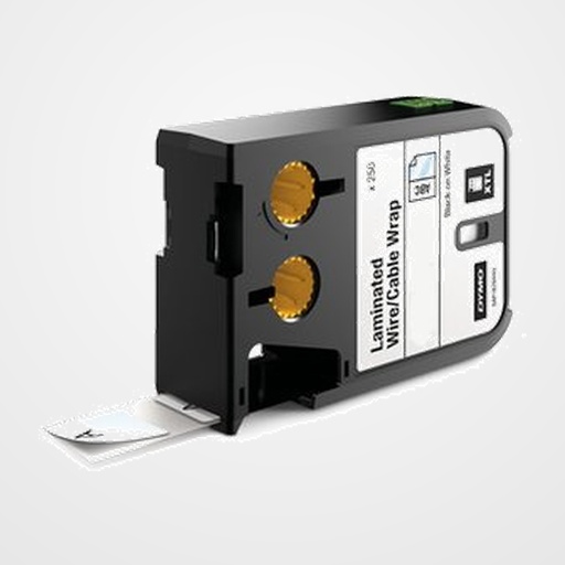 ETIQUETAS DYMO XTL PARA ALAMBRE LAMINADO 13/16” x 1-9/16” 21x39mm NEGRO sobre BLANCO