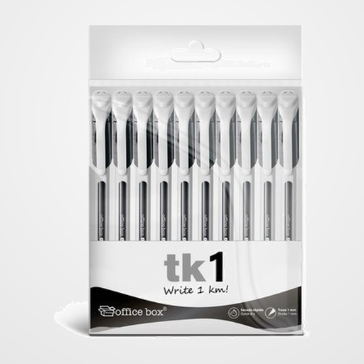 BOLIGRAFO OFFICE BOX TK1 1mm NEGRO BOLSA de 10