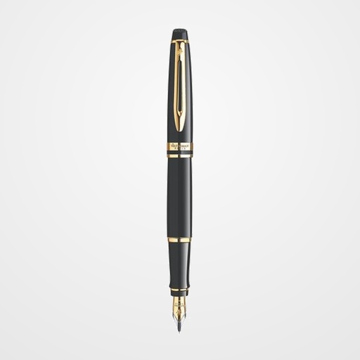 PLUMA WATERMAN EXPERT LACA NEGRA RIBETE DORADO (M)
