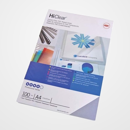 TAPA de ENCUADERNAR GBC A4 0,24 mm PVC CRISTAL CAJA de 100