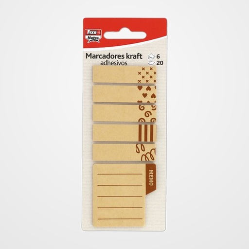 BANDERITAS ADHESIVAS FIXO NOTES  KRAFT MEMO KRAFT  PACK de 6