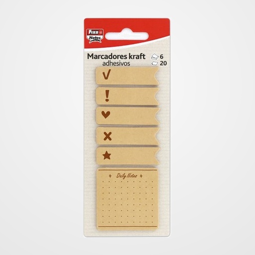 BANDERITAS ADHESIVAS FIXO NOTES KRAFT DAILY KRAFT PACK de 6
