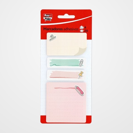 BANDERITAS ADHESIVAS FIXO NOTES PINZA SURTIDO  PACK de 4