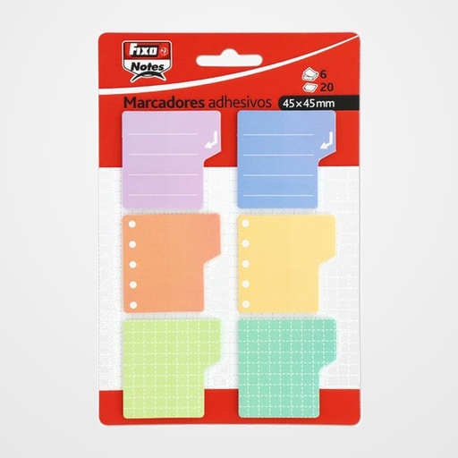 BANDERITAS ADHESIVAS FIXO NOTES 45X45MM SURTIDO  PACK de 6