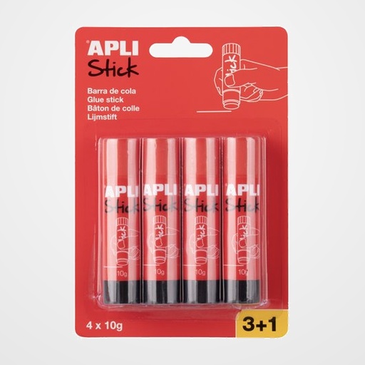 BARRA de PEGAMENTO APLI 10g MEDIANA PAQUETE de 4