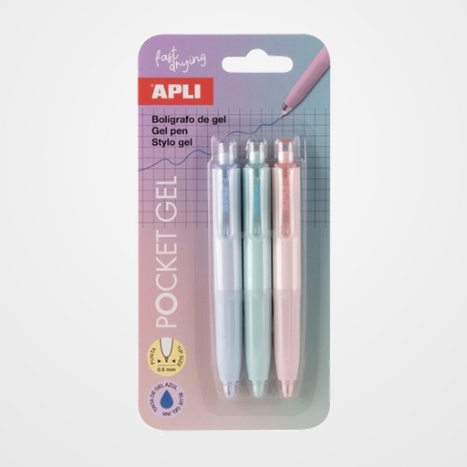 BOLIGRAFO APLI MINI GEL TINTA AZUL BLISTER de 3